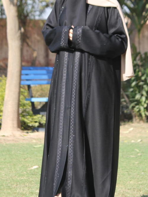 Elegant Button-Down Abaya Black