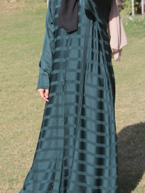 Elegant Button-Down Abaya Bottle Green